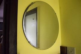 Round frameless mirror. Many other frameless mirrors for sale, but not photographed.