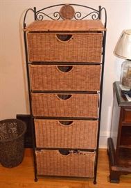 Wicker & Iron Storage Basket Unit