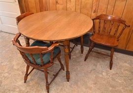 Vintage Round Kitchen Table & Spindle Back Chairs