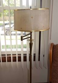 Vintage Brass Floor Lamp w/ Fiberglass Shade