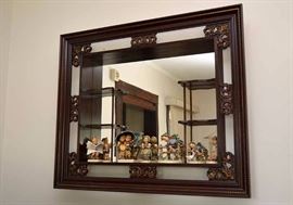 Vintage Wood Curio / Display Mirror