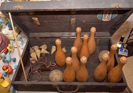 Miniature Wood Bowling Pins Game Set