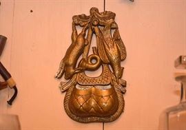 Brass Wall Mount Match Holder with Hunting Theme