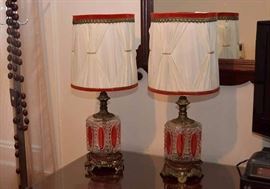 Vintage Ruby Glass Table Lamps
