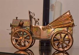 Vintage Copper Car Sculpture 