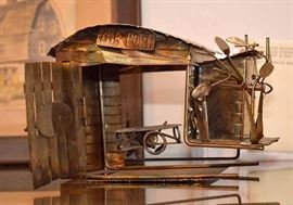 Vintage Musical Copper Airplane Hanger Sculpture 