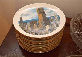 Set of Chicago-Themed Dessert Plates
