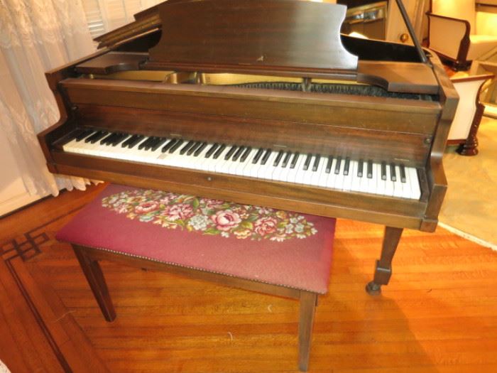 Vintage Behr Brothers Mahogany Baby Grand Piano.  SORRY, PULLED