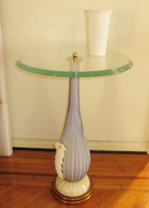 Fabulous Murano Glass Side Table with a German Modernist Intaglio Vase