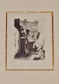 "Love on a Roof"   Orig. Etching by John Sloan, listed