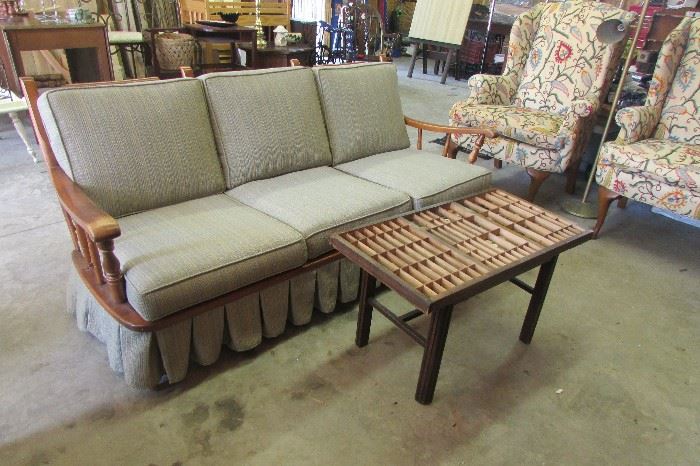Vintage Maple Slat Back Sofa