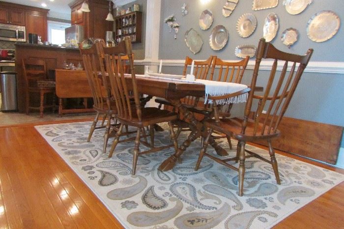 Cushman Colonial Trestle Farm House Table with 8 Chairs & 2 Leaves