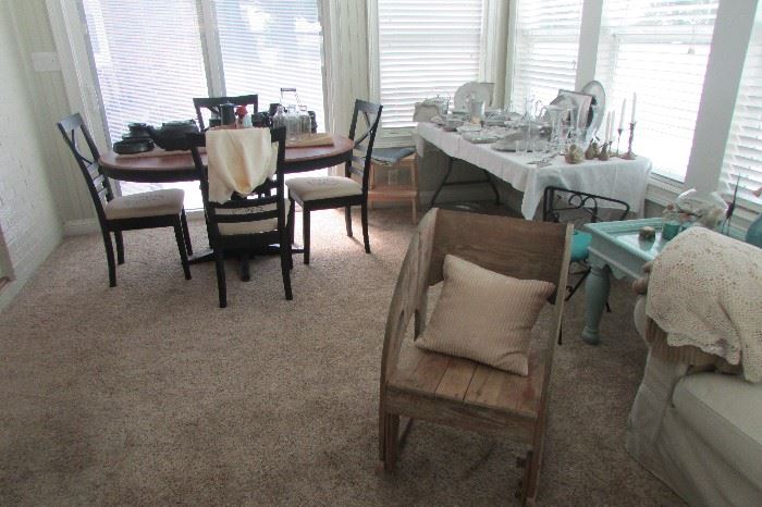 Refinished & Reupholstered Dining Table & Chairs 
