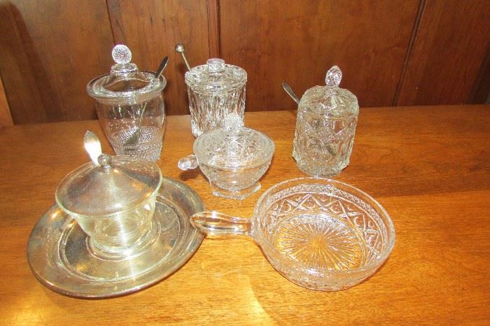 Beautiful collection of crystal jelly and mustard jars, early 1900s