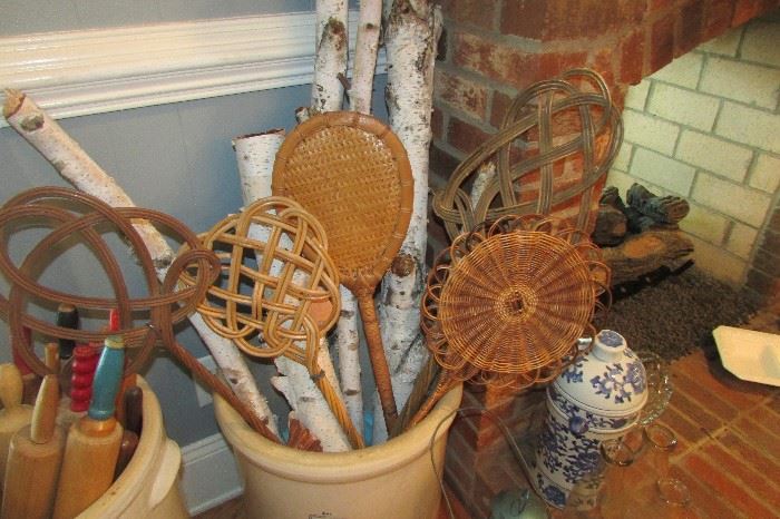 Collection of vintage wicker rug beaters