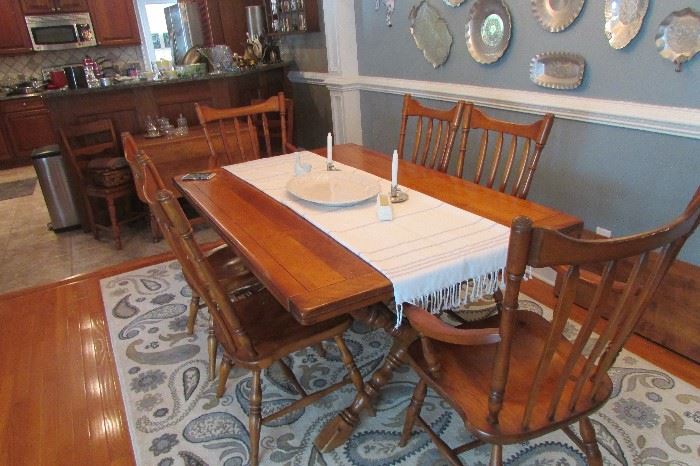 Turkish linen table cover, beautiful large rug, and large table