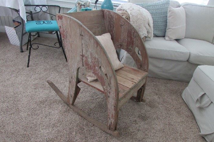 Unique hand made rocking chair from reclaimed wood