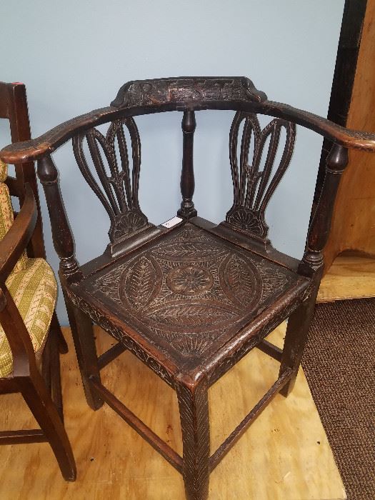VERY EARLY HAND CARVED CHAIR