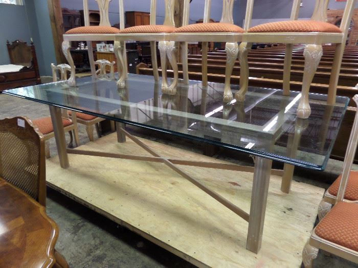 8'X4' GLASS TOP TABLE