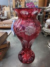 RUBY CUT TO CLEAR VASE