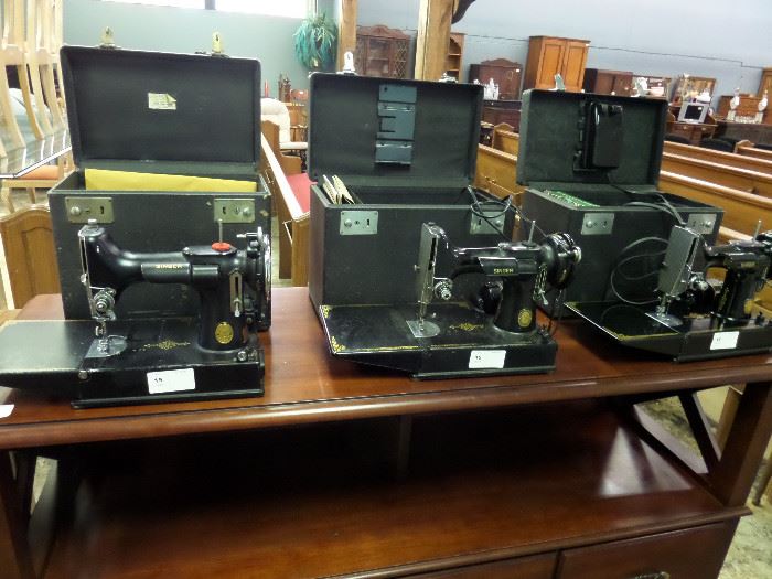 3 SINGER FEATHERWEIGHT SEWING MACHINES
