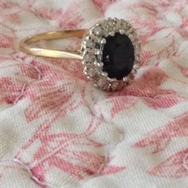 10k sapphire and diamond ring. 