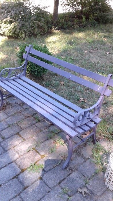 One of several garden benches