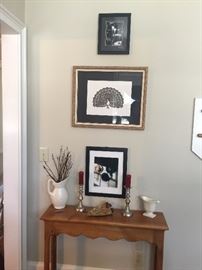 Table sold, peacock framed picture sold