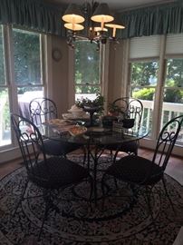 Breakfast room table and chairs and 6" round rug