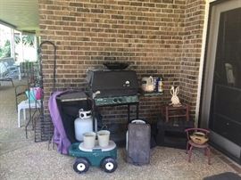 A second gas grill and outdoor decor
