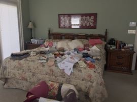 King sized master bed and matching end tables