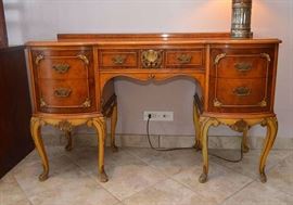 Antique French Writing Desk, Louis XVI with Gilt Detailing