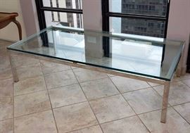 Modern Chrome Base & Glass Top Coffee Table  