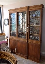 Vintage Wood China Cabinet (Narrow Profile)