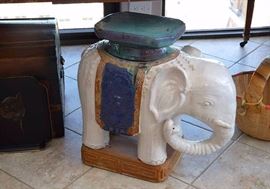 Vintage Asian Ceramic Elephant Plant Stand / Pedestal