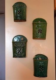 Asian Glazed Ceramic Wall Pockets