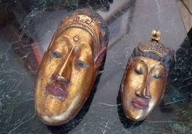 Indonesian or Balinese Painted Wood Masks