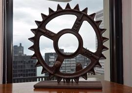 Vintage Industrial Gear Mounted on Base, Restoration Hardware 