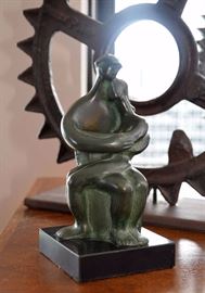 Metal Sculpture of Loving Couple, Signed Ebling 