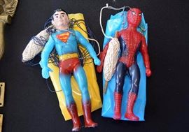 Vintage Blow Mold Parachute Superheroes DC Comics, Batman, Superman, Spiderman & Others