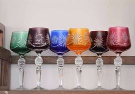 Bohemian Crystal / Czech Glass Stemware / Wine Glasses 