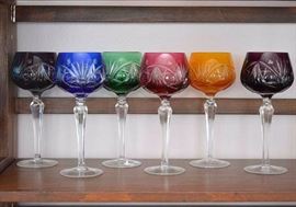 Bohemian Crystal / Czech Glass Stemware / Wine Glasses 