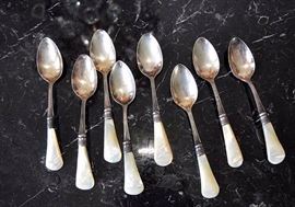 Vintage Mother of Pearl Sterling Silver Spoons