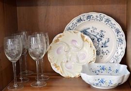  Limoges Blue Flower Bowl, Stemware, Porcelain