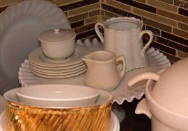 Milk Glass Ruffle Edge Cake Stand 