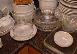 Cheese Dome with Marble Base, Glass Bowls
