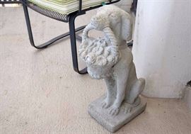 Concrete Dog with Flower Basket Statue 