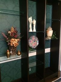 Modern 3 sectioned display cabinet with glass shelves