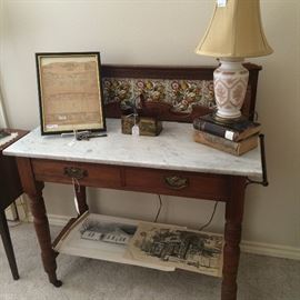 Antique marble top wash stand