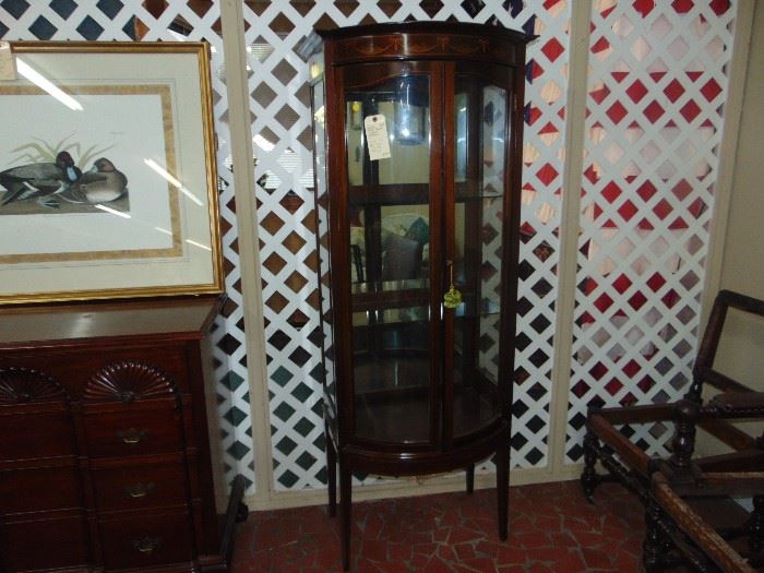 Bow Front Curio Display Cabinet